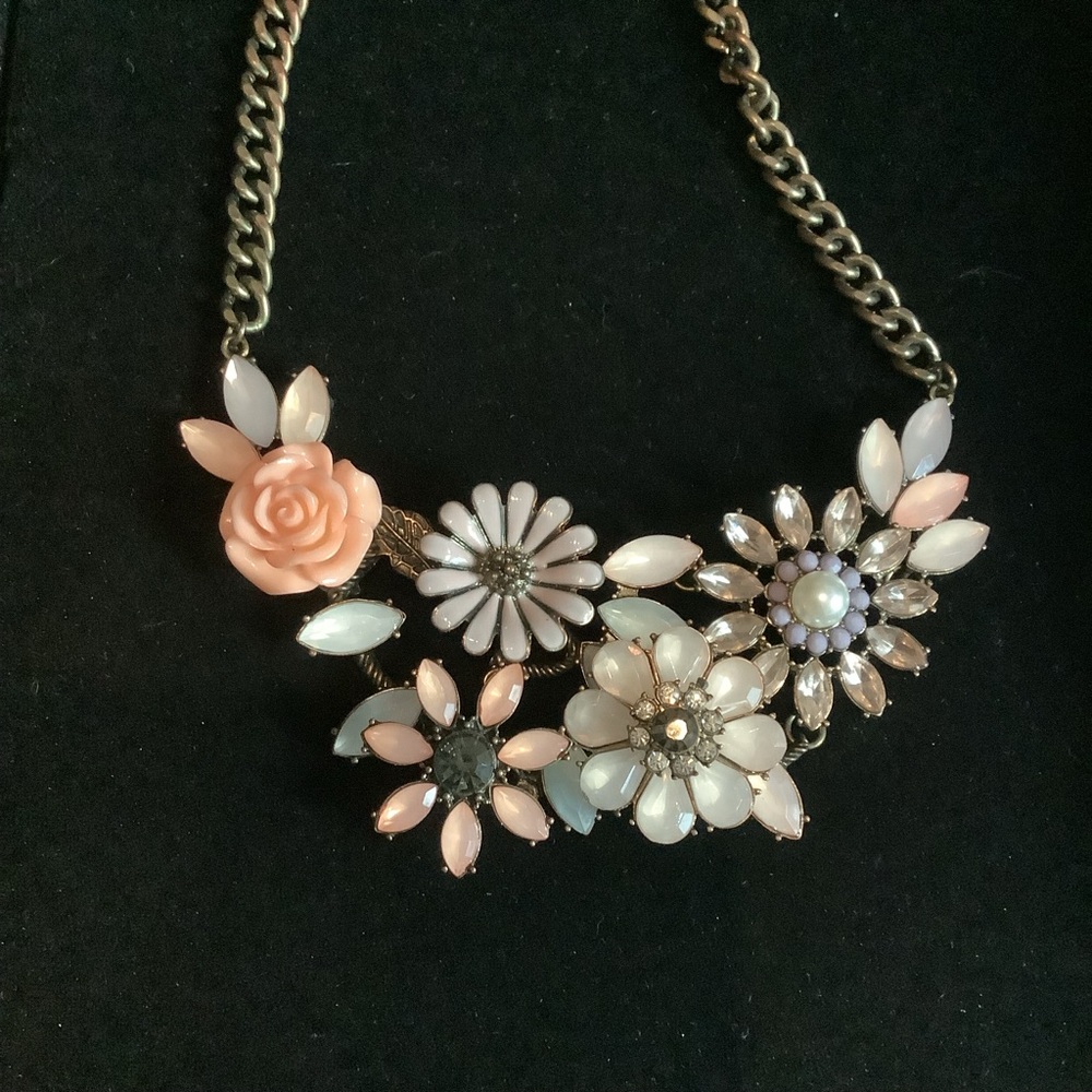 Floral Statement Necklace with Pastel Accents